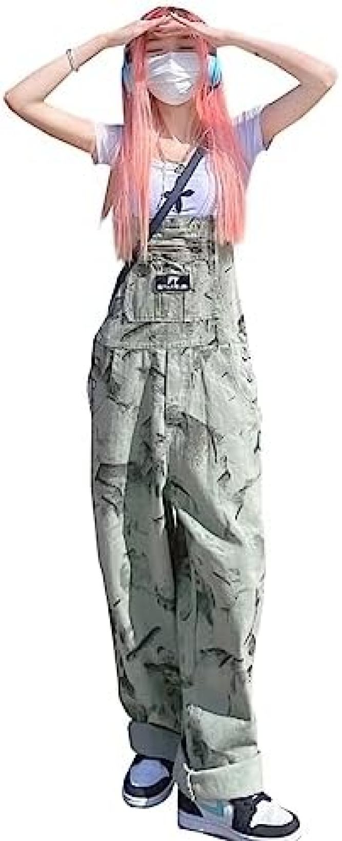 【20%OFFクーポン〜】サロペット レディース 迷彩柄 デニム オーバーオール オールインワン 大きいサイズ ゆったり 体型カバー ワイドパンツ 韓国 ファッション