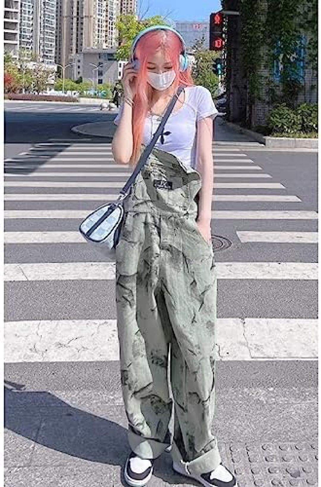 【20%OFFクーポン〜】サロペット レディース 迷彩柄 デニム オーバーオール オールインワン 大きいサイズ ゆったり 体型カバー ワイドパンツ 韓国 ファッション