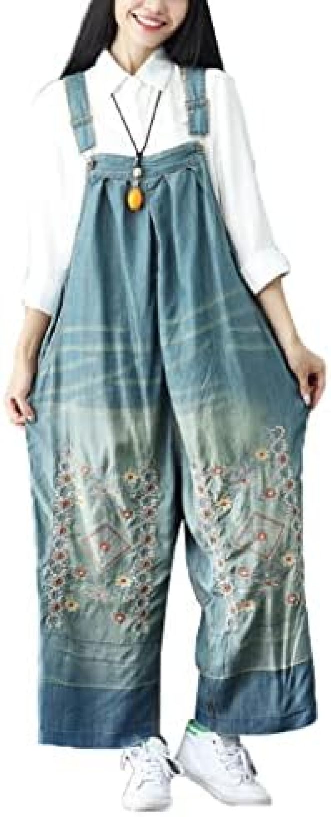 【20%OFFクーポン〜】オーバーオール デニム ロングパンツ サロペット ゆったり レディース