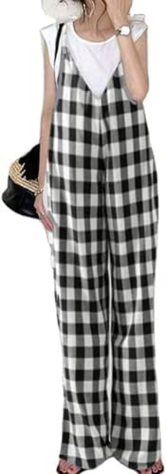 【20%OFFクーポン～】サロペット オールインワン オーバーオール レディース ワイドパンツ ジャンパー パンツ ズボン ロングパンツ サスペンダー スカート サロペットパンツ ワンピース つり チェック柄 春夏秋 ロング