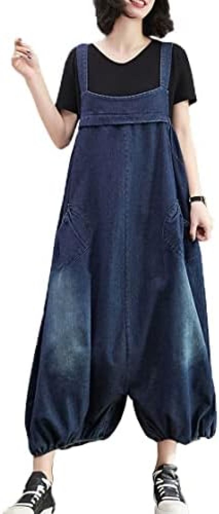 【20%OFFクーポン〜】デニムサロペット レディース サルエルパンツ デニムスカート オールインワン デニムサロペットスカート マキシ丈 体型カバー オールインワン オーバーオール サロペット 2way