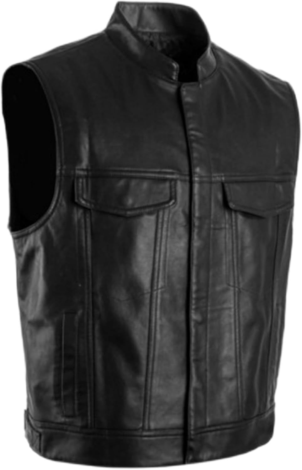 【20%OFFクーポン〜】革ジャン puレザーベスト ビジネスベスト メンズ 袖無し ジップ ライダースベスト バイクチョッキ 四季通用 ポケ..