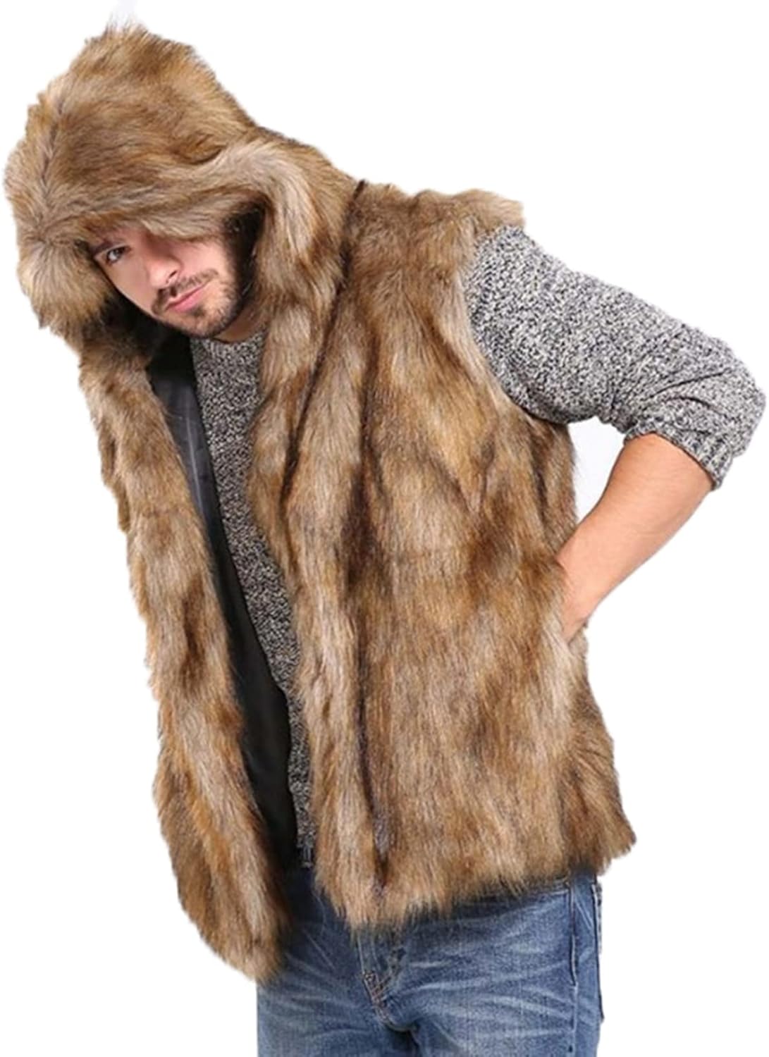 ファーベスト メンズ ファーコート フード付き ショート丈 秋冬着 フェイク毛皮 トップス ジャンパー 男女兼用 もこもこ 厚手 長袖 ゆったり 防寒 パーカー かっこいい スリム お洒落 裏起毛 ジ