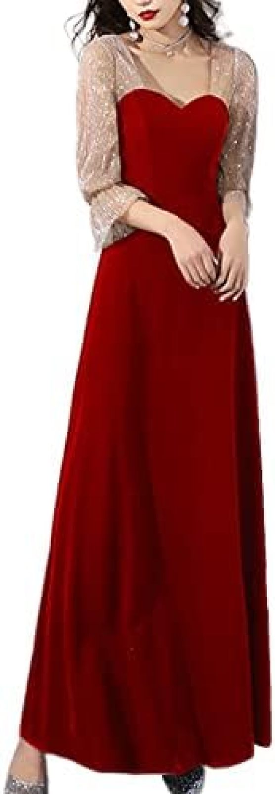 【20%OFFクーポン〜】パーティードレス レディース ロングドレス レースドレス ロング 丈 同窓会 上品 ドレス 着痩せ 演奏会 披露 宴