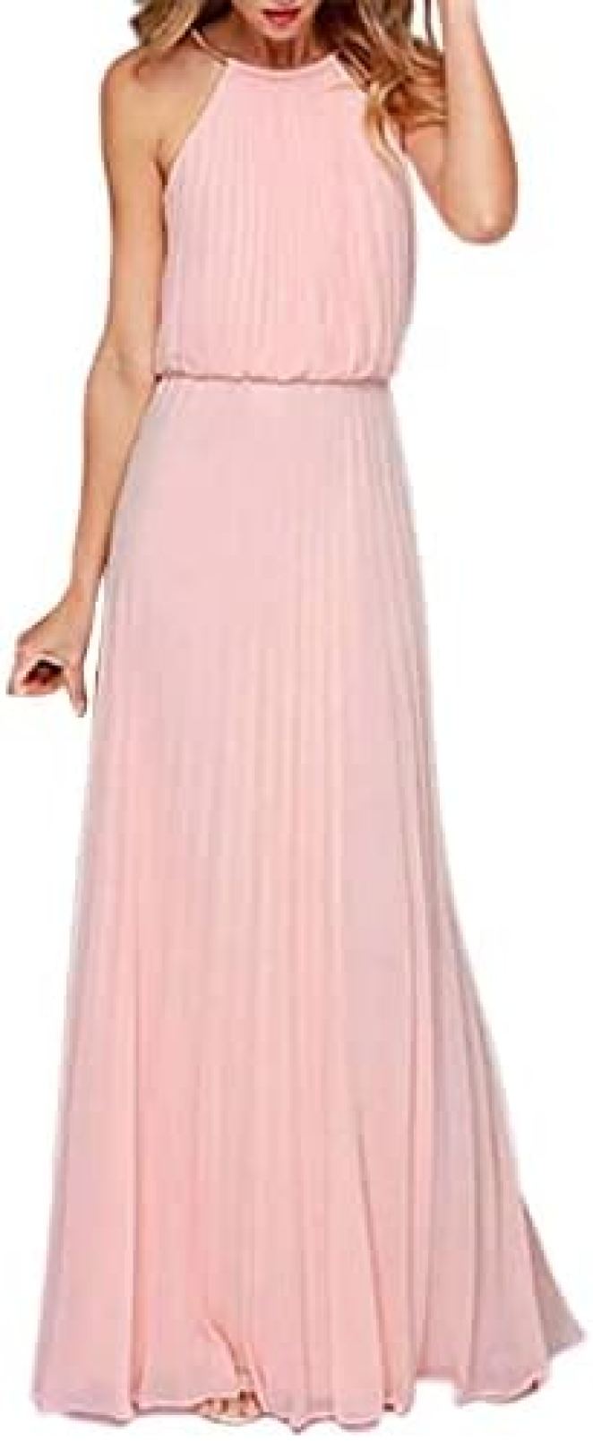 【20%OFFクーポン〜】ワンピース リボン パーティー ドレス ロング ノースリーブ レディース マキシ丈 Aライン 結婚式 ブライズメイドドレス 二次会 ウ...