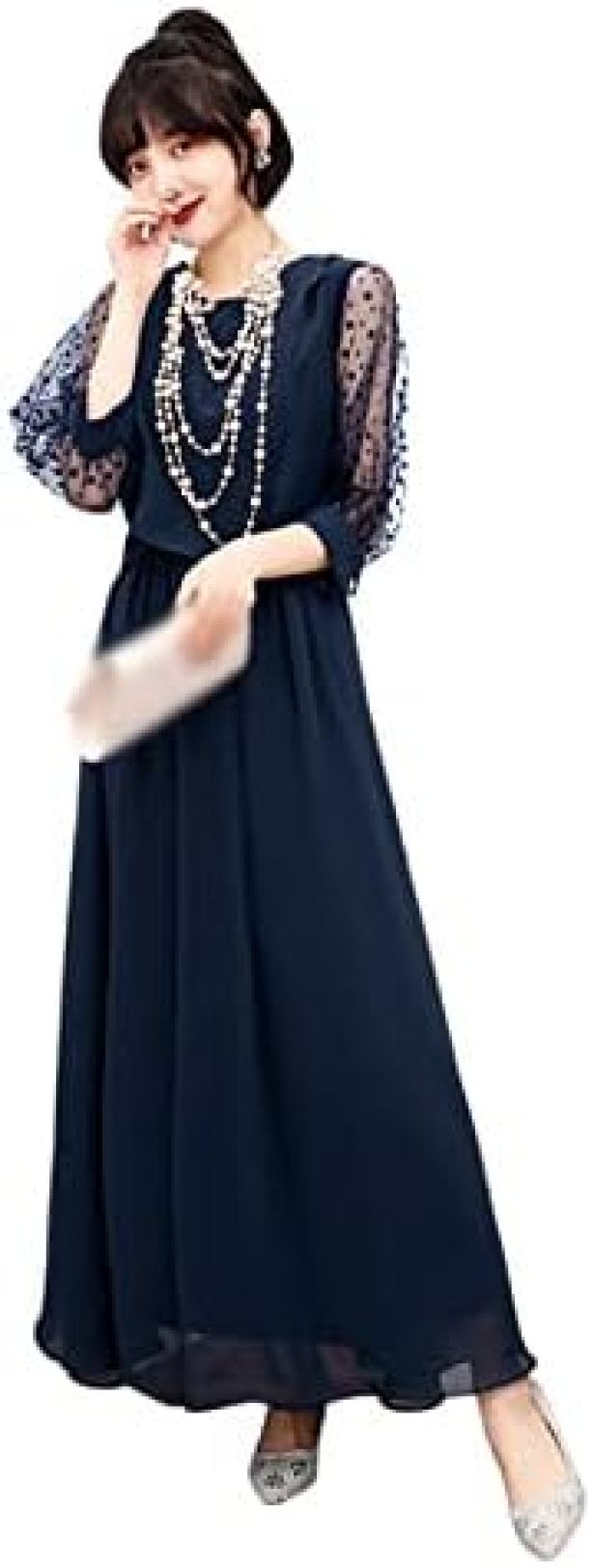 【20%OFFクーポン〜】フリル ロングドレス パーティードレス おしゃれ 大きいサイズ ゆったり 結婚式 ドレス フレア袖 フォマールドレス 五分袖 大人 レディース ピアノ 発表会 カジュアルドレス 成人式 小さいサイズ