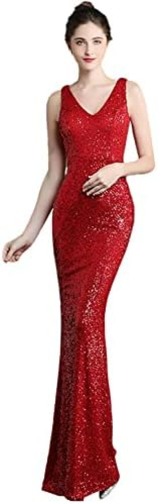 【20%OFFクーポン〜】マーメイドドレス 大人 スパンコール イブニングドレス キャバドレス vネック 同窓会 ロングドレス セクシー 結婚式 演奏会 披露宴