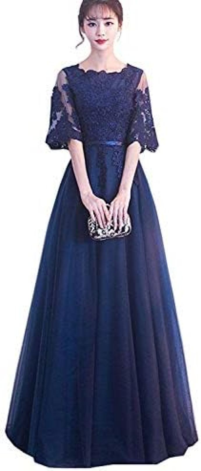 【20%OFFクーポン〜】パーティードレス ロング丈 レース切替 ワンピース 大きいサイズ 結婚式 二次会 お呼ばれ 演奏会 披露宴