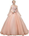 【20%OFFクーポン~】レディース チュールドレス 宴会ドレス イブニングドレス ワンピース パフォーマンス コーラスホスト 発表会 演奏会 二次会 披露宴 花柄 長袖 vネック ピンク 着痩せ エレガント 体型カバー マキ