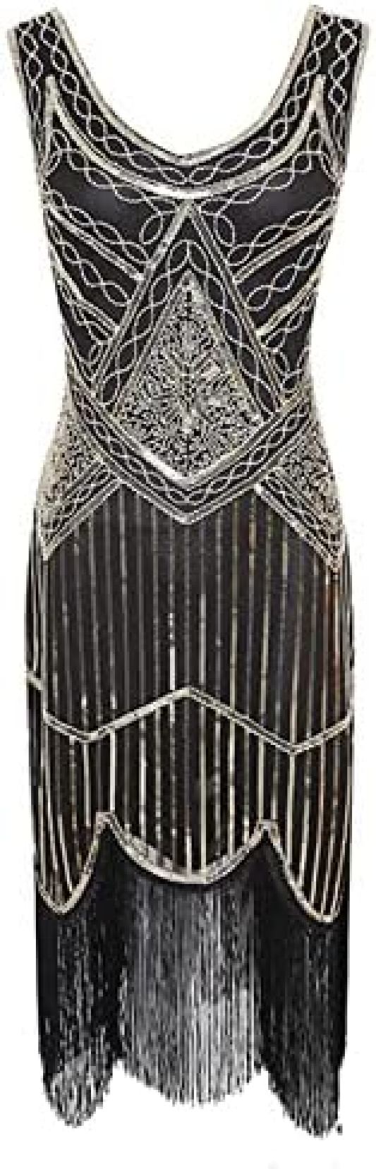 【20%OFFクーポン〜】女性のイブニングドレス1920年代レトロスパンコールのウエディングドレスビーズタ..