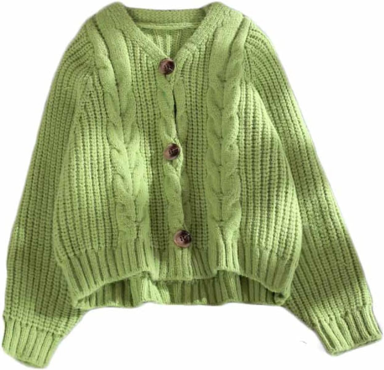 カーディガン レディース 無地 セーター Vネック レトロ シンプル アウター ボレロ トップス ライトアウター ケーブル編み おしゃれ ドルマンスリーブ カジュアル 快適 羽織る 服 きれいめ お洒(4)