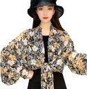 前結びシフォンボレロ 長袖 パフスリーブ ボレロ カーディガン レディース サマーコート UV対策 花柄 ゆったり 体型カバー 大きいサイズ 透け感 冷房対策 ...
