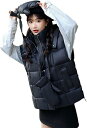 レディース ベスト 綿入れ 冬 ダウンベスト 袖なし 冬服 中綿 ショートベスト 黒 綿入れジャケット 袖なし 美シルエット フード付き ダウンベスト