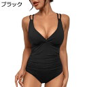 【全店10％OFFクーポン】レディース水着　モノキニ　セクシー　ハイレグ　ワンピース　フェットネス水着　Vネック　ハイウエスト　大きいサイズ　ノンワイヤー　スリムフィット　プール　リゾート女性用水着　海水浴　温泉　水泳　ブラック　L