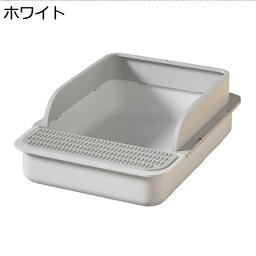 【全店10%OFFクーポン】猫トイレ　深型　猫用トイレ本体　大型　ハーフカバー　スコップ付き　長方形　おしゃれ　掃除しやすい　砂飛び散り防止　軽量　子猫　成猫　小さい猫　猫用　可愛い　ネコトイレ　猫のトイレ　ペット用トイレ　ケージ用ホワイト