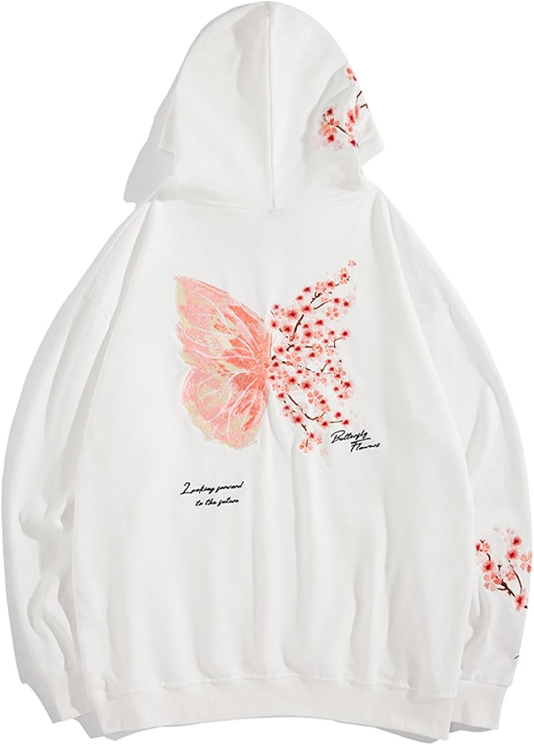 パーカーメンズ 梅の花 蝶柄 レディース フード付き 長袖 ペアルック フルオーバー 秋冬用 ポケット付..