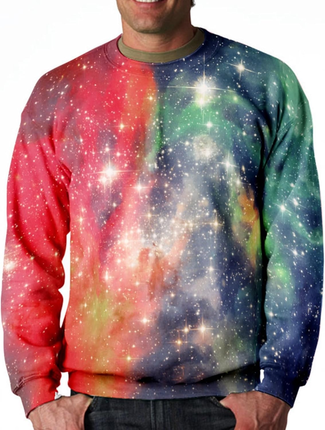 長袖パーカー 宇宙柄 星空柄 フルオーバー メンズ プリント レディース クルーネック 春秋用 吸汗速乾 軽量 派手 個性的 カジュアル シンプル 服 トレーニ...