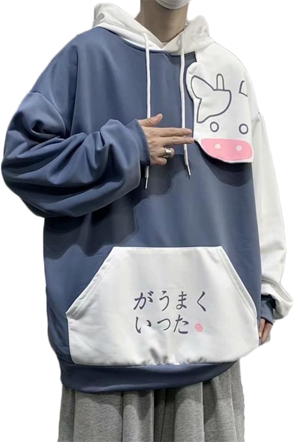 パーカー 乳牛 かわいい メンズ レディース 切り替え フード付き 長袖 大きめ フルオーバー 春秋冬服 ポケット付き ビックシルエット お洒落 軽量 快適 日...