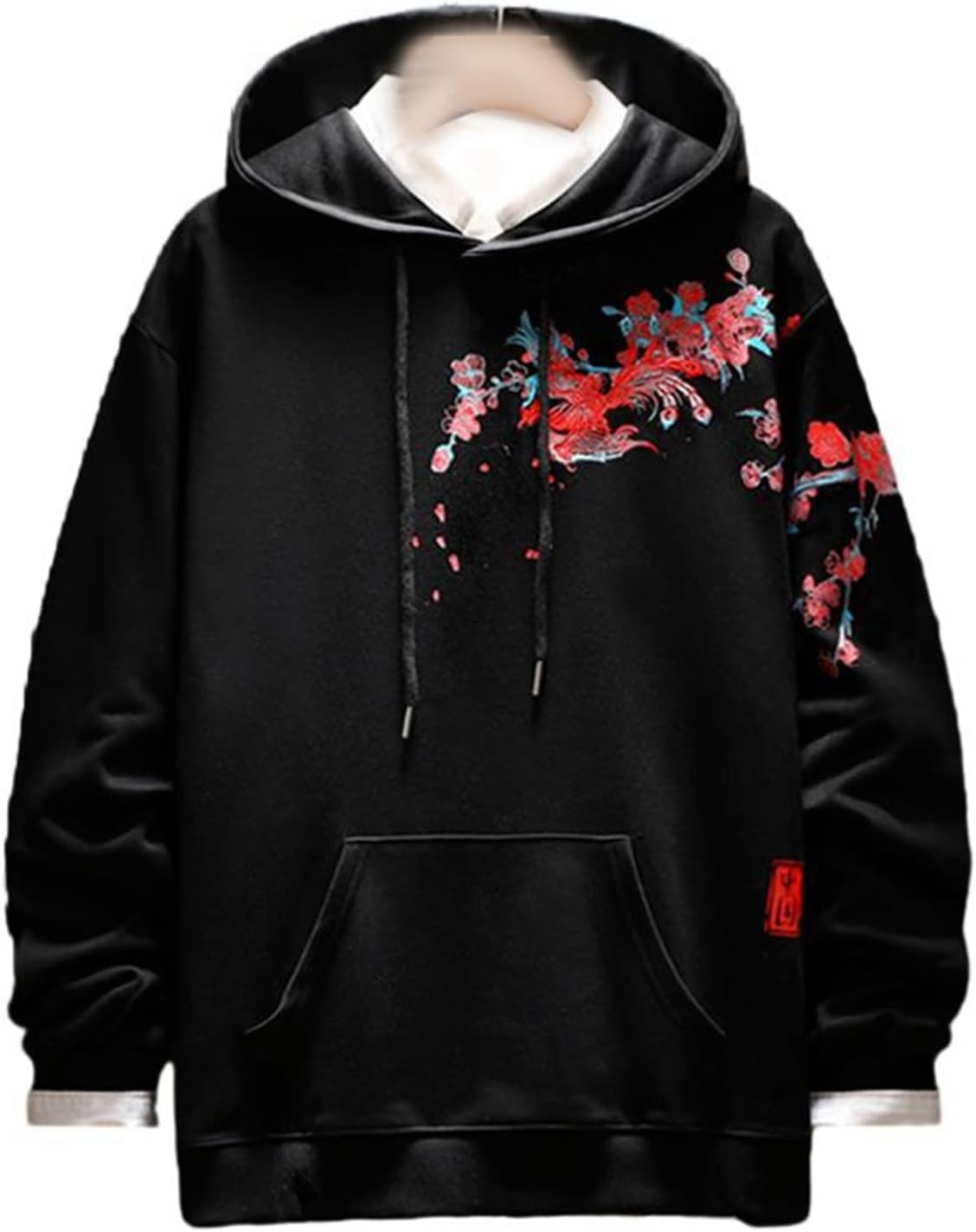 プルオーバー フード付き パーカー メンズ 秋 鳳凰柄 梅 刺繍 長袖 かっこいい トレーナー 中華風 お肌..
