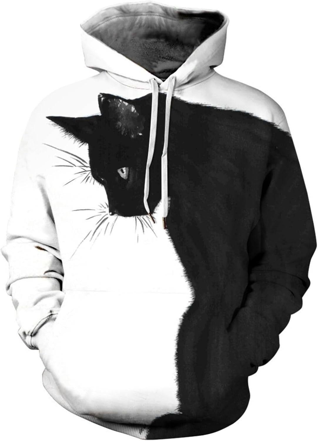 パーカー 3Dプリント 猫柄 メンズ レディース 可愛い 面白 切り替え フード付き 長袖 おおきいサイズ 小さめ アニマル柄 フルオーバー 春秋着 ポケット付...