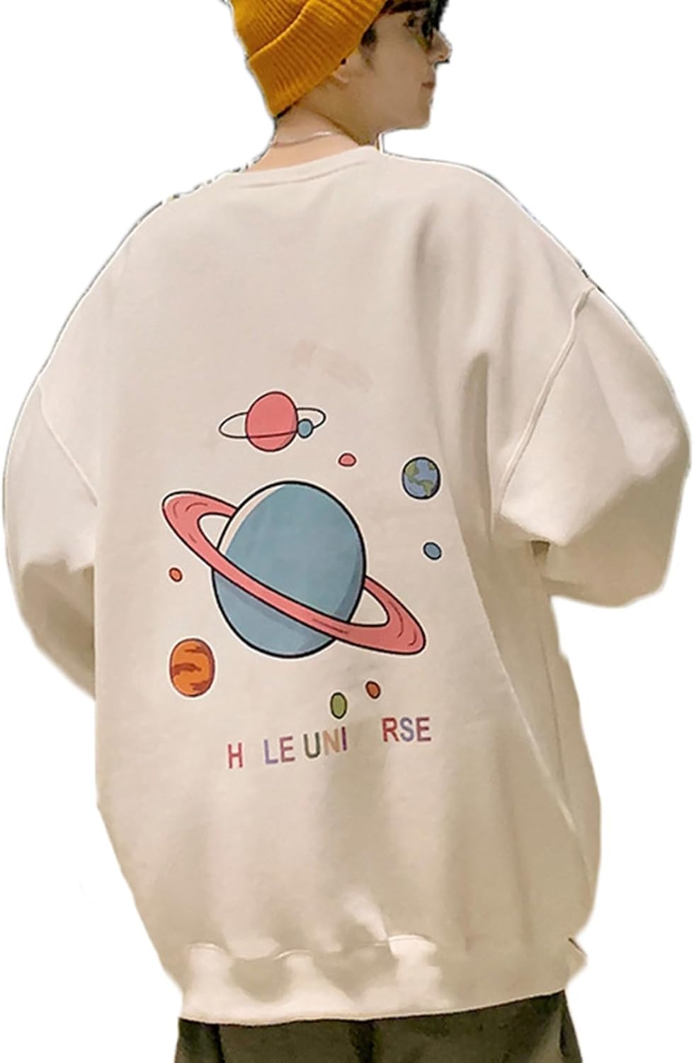 トレーナー パーカー 宇宙柄 メンズ クルーネック ピンク イエロー フルオーバー トップス 春秋冬 プリント柄 フードなし トップス ファッション 韓国風 カ...