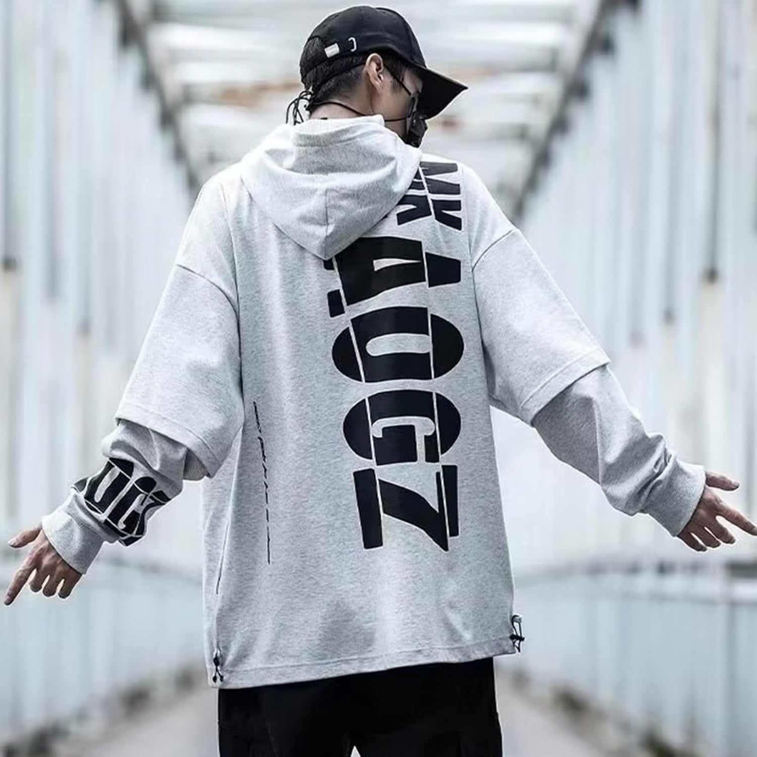 パーカー メンズ フード付き プルオーバー 秋服 ゆったり レイヤード風 ユニセックス 長袖 アウター 可愛い お揃い ヒップホップ 原宿 スウェット 大きいサイズ 柔らかい 個性 通学 運動 アウト