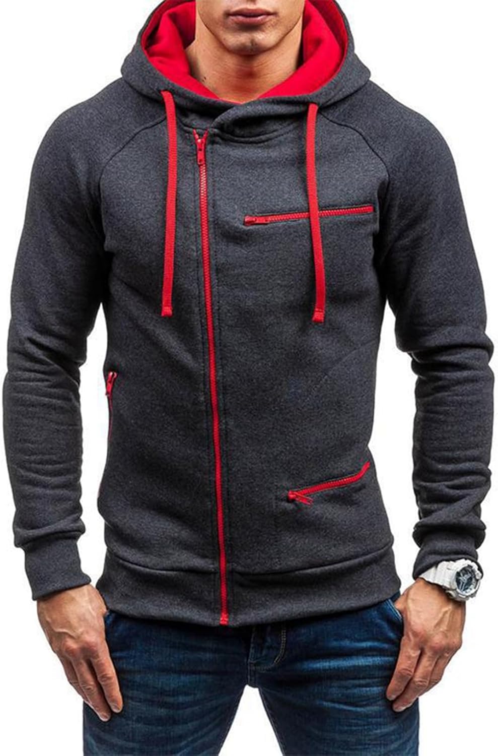 プルオーバー フード付き パーカー ジップアップ スウェットパーカー メンズ 春秋 長袖 オシャレ 無地 ポケット付き コットン シンプル ゆったり 快適 通勤...