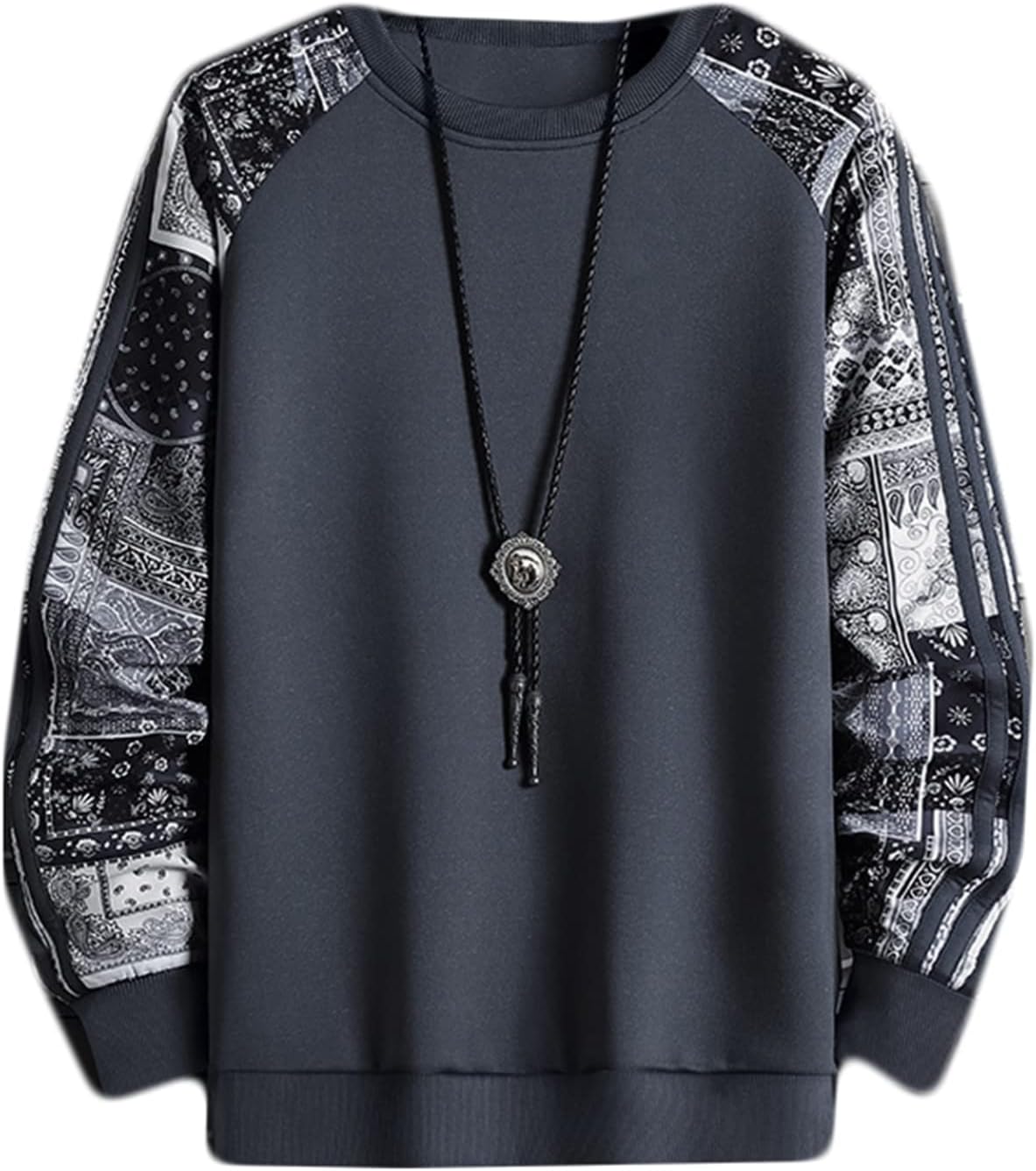 パーカー トレーナー 男性 インナー 長袖 切り替え カモフラ カシューナッツ柄 カジュアル 大きサイズ ..