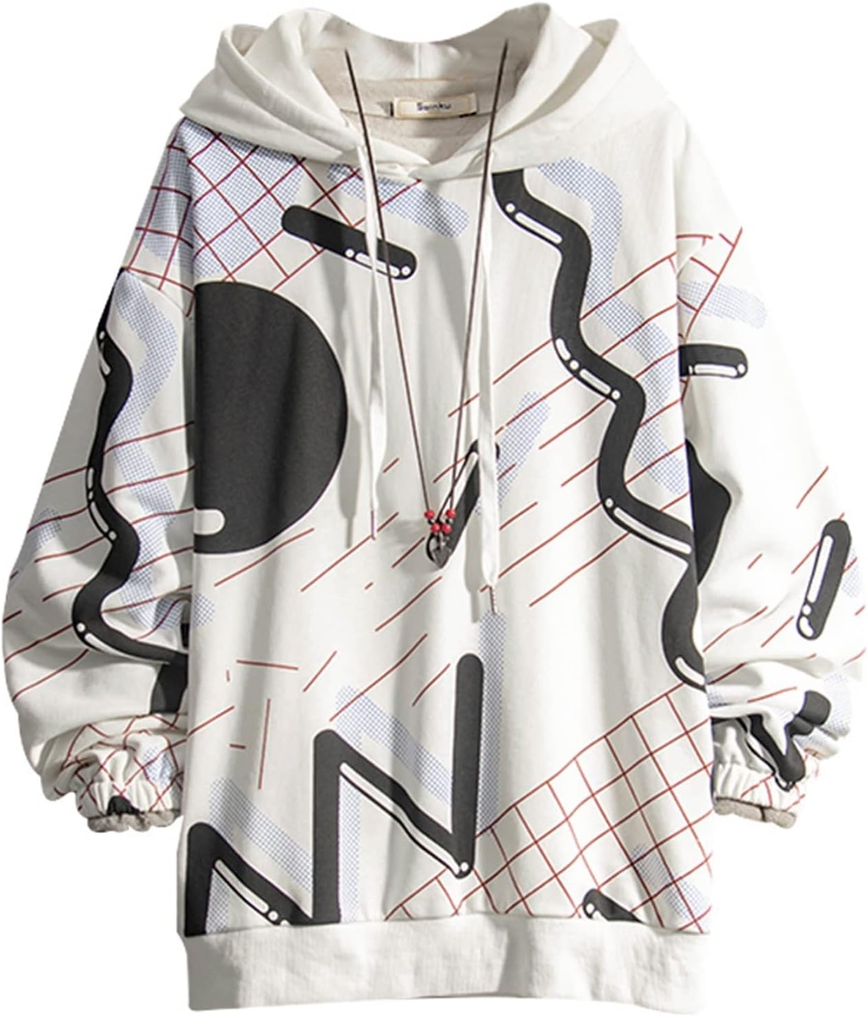 パーカー トレーナー メンズ 長袖 落書き フード付き プリント 個性的 カジュアル ハンサム 丈長め ビッグシルエット 体型パカー 秋服 プルオーバー 肌触りがいい カッコイイ オシャレ 通気性 伸