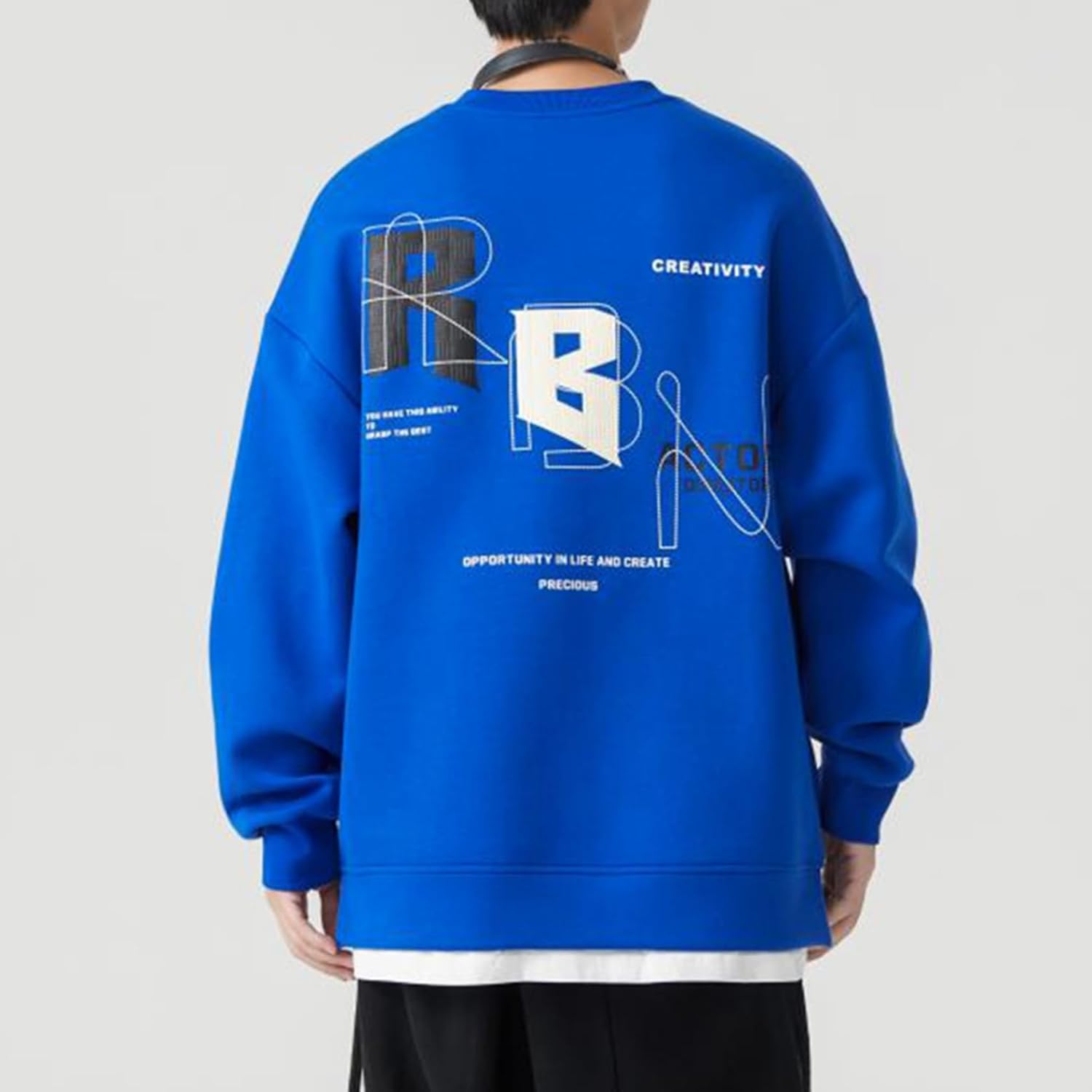 フルオーバー レイヤード m-4xl 長袖 トレーナー メンズ パーカー スウェット 大きいサイズ クルーネック 春 秋 耐久 柔らかい肌触り 薄手 カッコイイ ファッション 通勤 外出 スポーツ 運