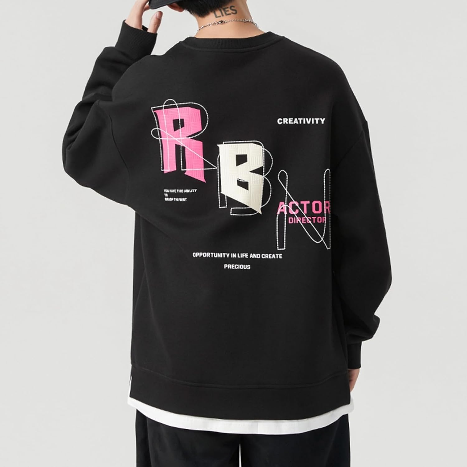 フルオーバー レイヤード m-4xl 長袖 トレーナー メンズ パーカー スウェット 大きいサイズ クルーネック 春 秋 耐久 柔らかい肌触り 薄手 カッコイイ ファッション 通勤 外出 スポーツ 運