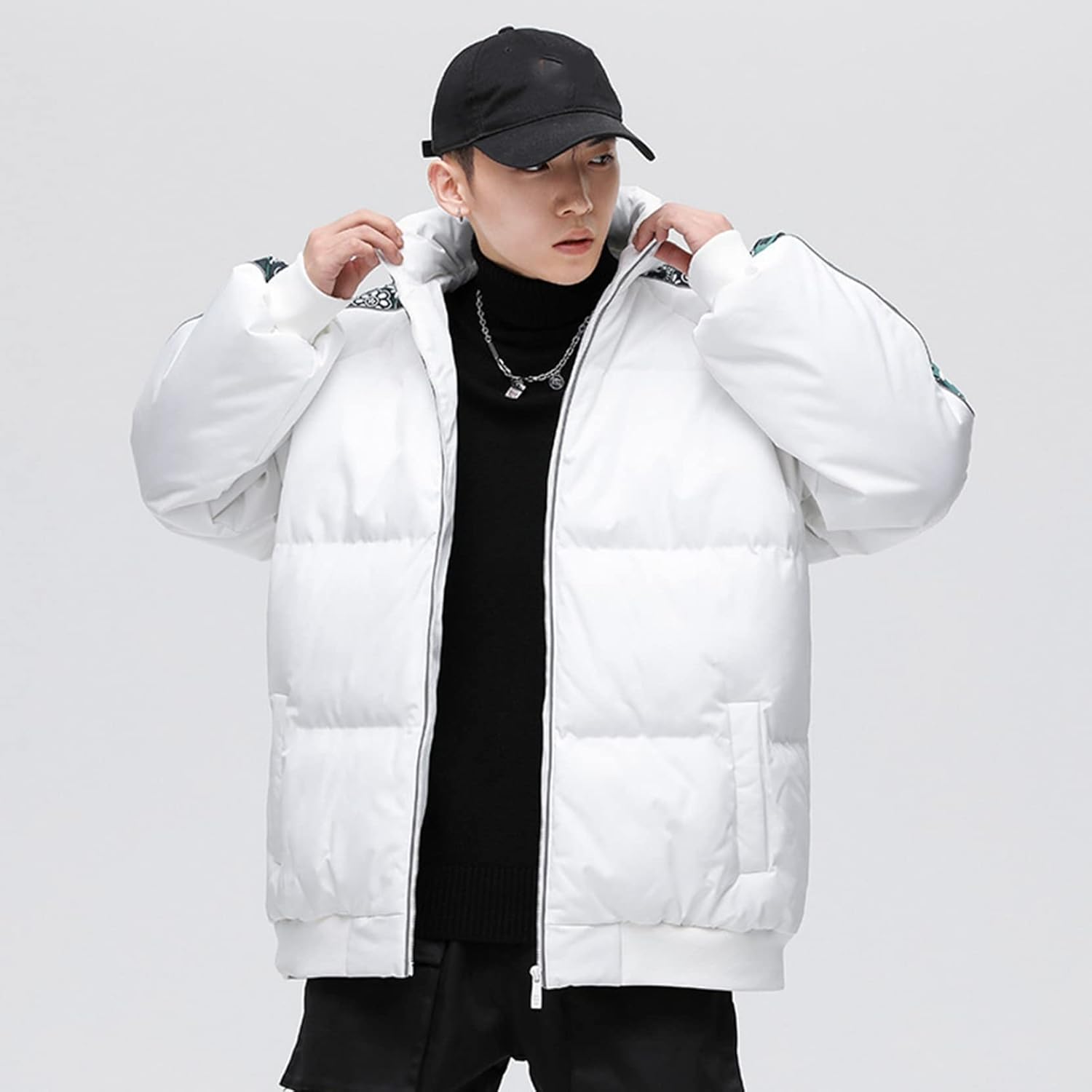 メンズ 中綿ジャケット 立ち襟 バイカラー パッチワーク おしゃれ 冬物 綿服ジャケット ショート丈 寒さ対策 防風 保温 綿入れ ブルゾン カジュアル 大きいサイズ アウトドア 通学通勤 ハイキング