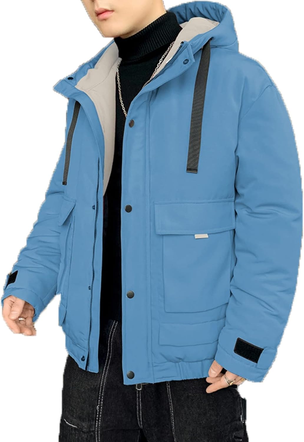 中綿ジャケット メンズ カーゴジャケット 冬 綿入り アウター 厚手 フード付き 冬服 あったか 防寒着 ワークウエア 作業着 日常 アウトドア 通勤 通学 登山 綿服 カジュアル ポケット お洒落