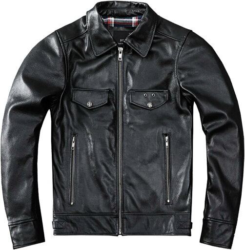 メンズ 本革ジャケット 牛革 ライダースジャケット 革ジャン レザージャケット カジュアル 防風 防寒 春秋冬 ジップアップ ブルゾン かっこいい 長袖 大きいサイズ 細身 バイク用 アウトドア サイ