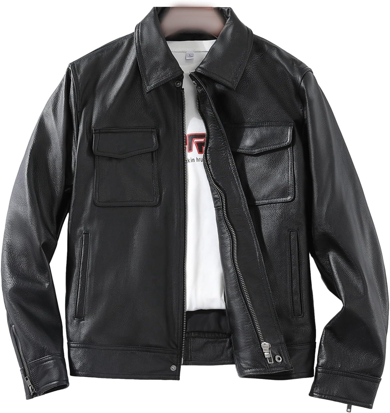 Leather Jacket - 本革 ライダースジャケット メンズ レザージャケット 牛革 カジュアル 革ジャン ジャンパー ブルゾン 薄手 防風 ジップアップ ウインドブレーカー オシャレ 大きいサイズ ストリート ビジネス バイ