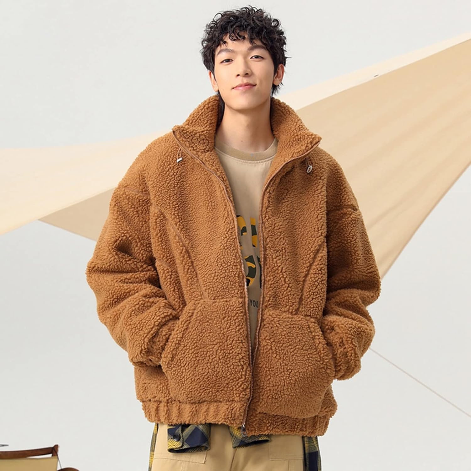 ボアジャケット メンズ アウター ボアコート カジュアル ジャンバー フリースジャケット 寒さ対策 もこもこ 保温 あったか ボアブルゾン 立ち襟 厚手 トップス 大きいサイズ ユニセックス