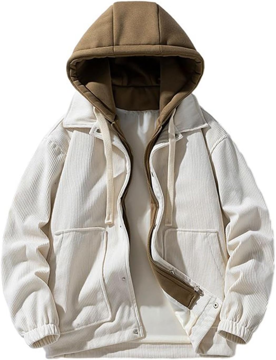 楽天Yokosコーデュロイ ジャケット ウインドブレーカー フード付き メンズ スタジャン カジュアル ジャンパー 春秋冬 ゆったり 防風 アウター お洒落 大きいサイズ 通気性 トップス 釣り 登山 ウオーキング