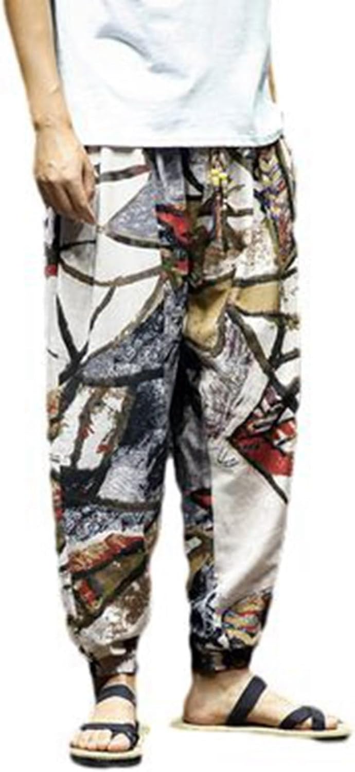 サルエルパンツ メンズ アロハ風 花柄 アラジンパンツ ガチョウパンツ 九分丈 春 夏 秋 大きいサイズ ..