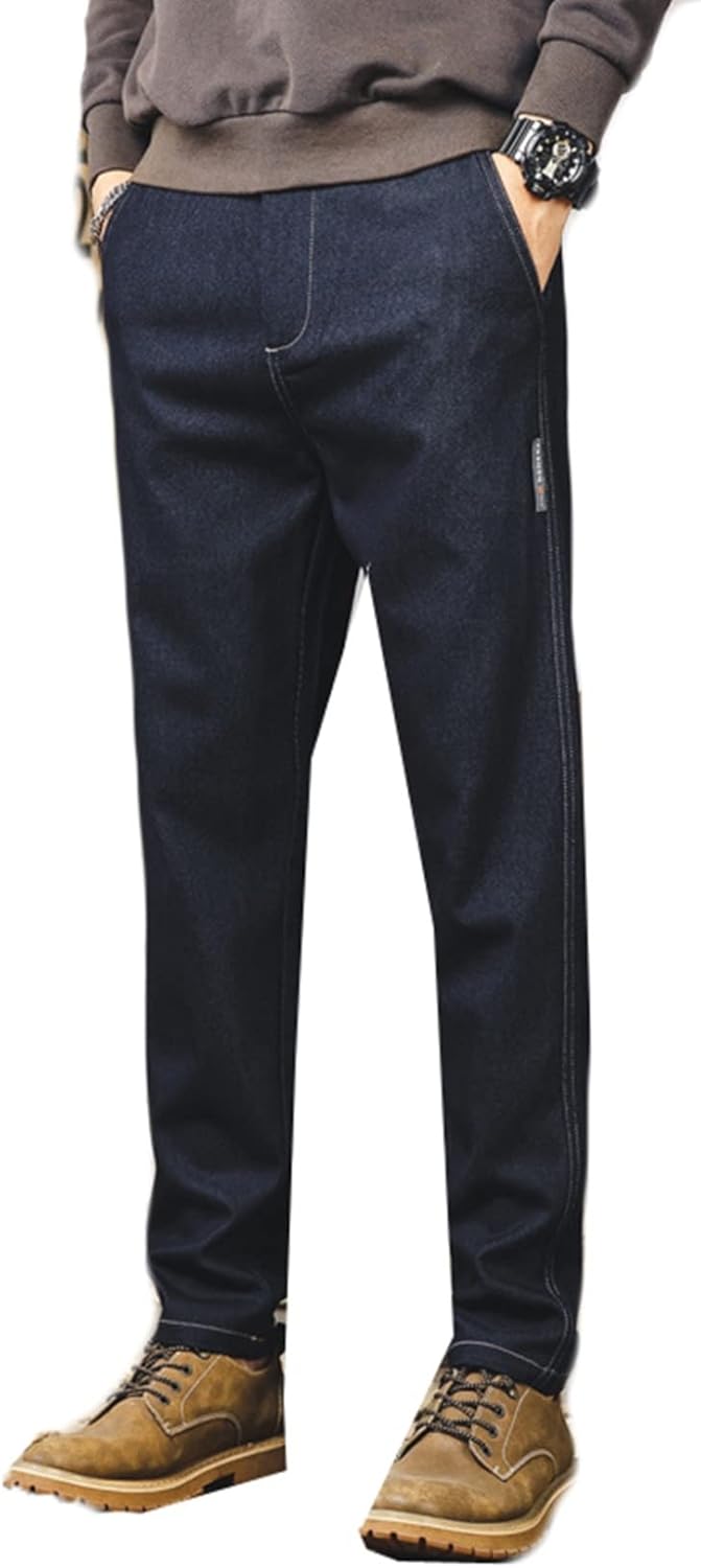 デニムパンツ 秋 冬 メンズ ロングパンツ カジュアル イージーパンツ ジーンズ シンプル 大きいサイズ ゆったり 長ズボン 前開きジッパー デーパート ファション Gパン ストレート 通勤 デイリー