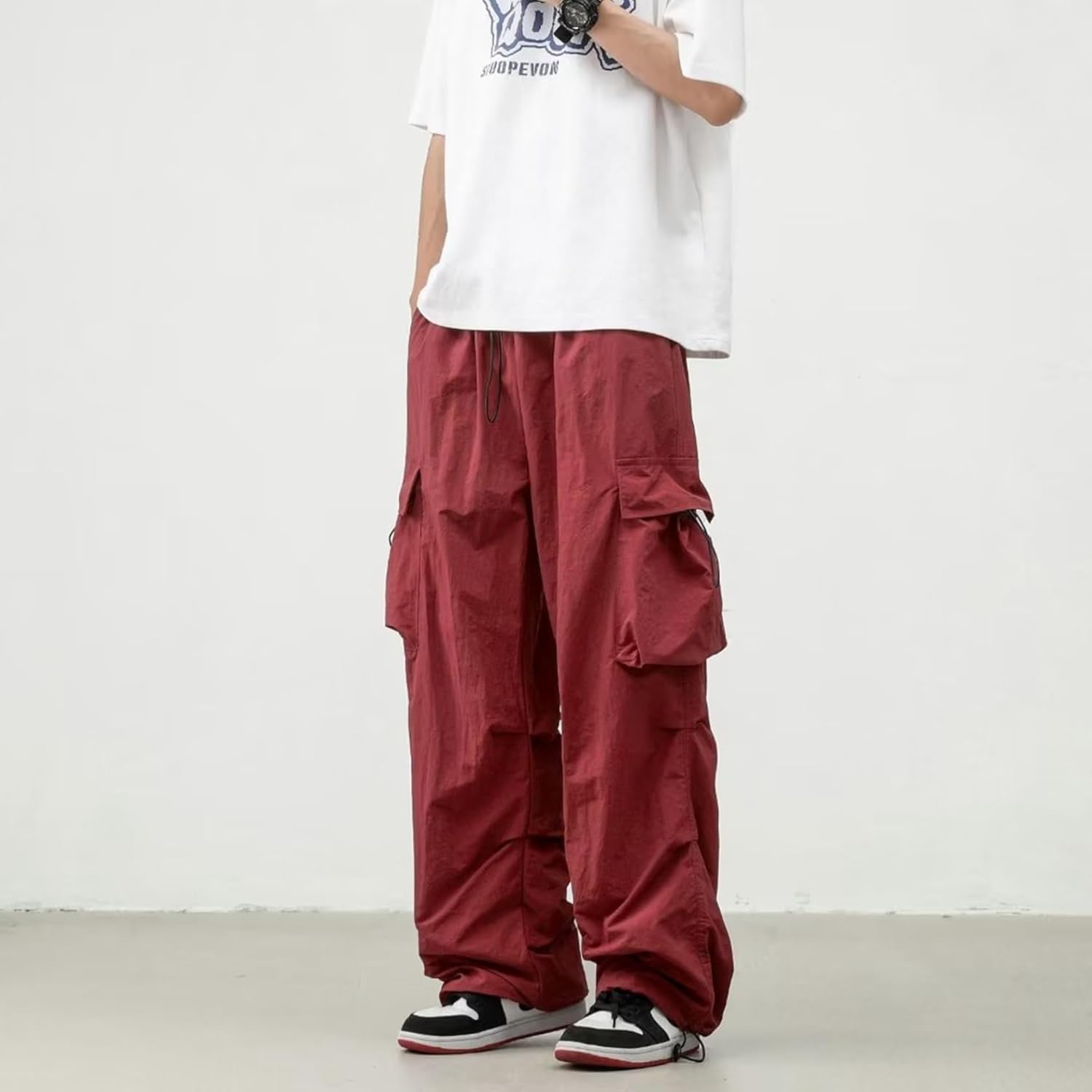 カーゴパンツ ワークパンツ メンズ ビッグシルエット ゆったり 男女兼用 ゴム紐 ロングパンツ コットン ポケット付き 袴パンツ ボトムス 軽量 カジュアル スポーツ 部屋着 ストリート系 お兄系 春