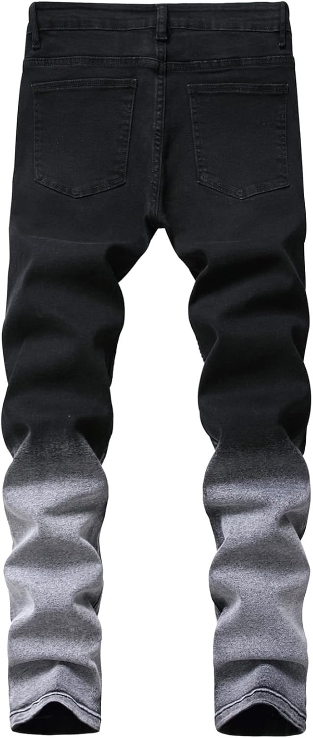 デニムパンツ ジーンズ メンズ 美脚 グラデーション ウォッシュ加工 ストレッチ デニム JEANS 男性 ズボン ロングパンツ 大人 ストリート系 カッコイイ トレンド 厚い 立体裁断 定番 リラッ