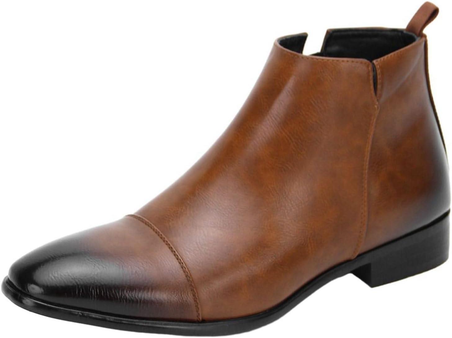 大きいサイズ ショートブーツ サイドジップ チェルシーブーツ 焦がし メンズ レザー ストレートチップ ワークブーツ 秋冬 ミドルカット 短靴 暖か 保温 プレ...