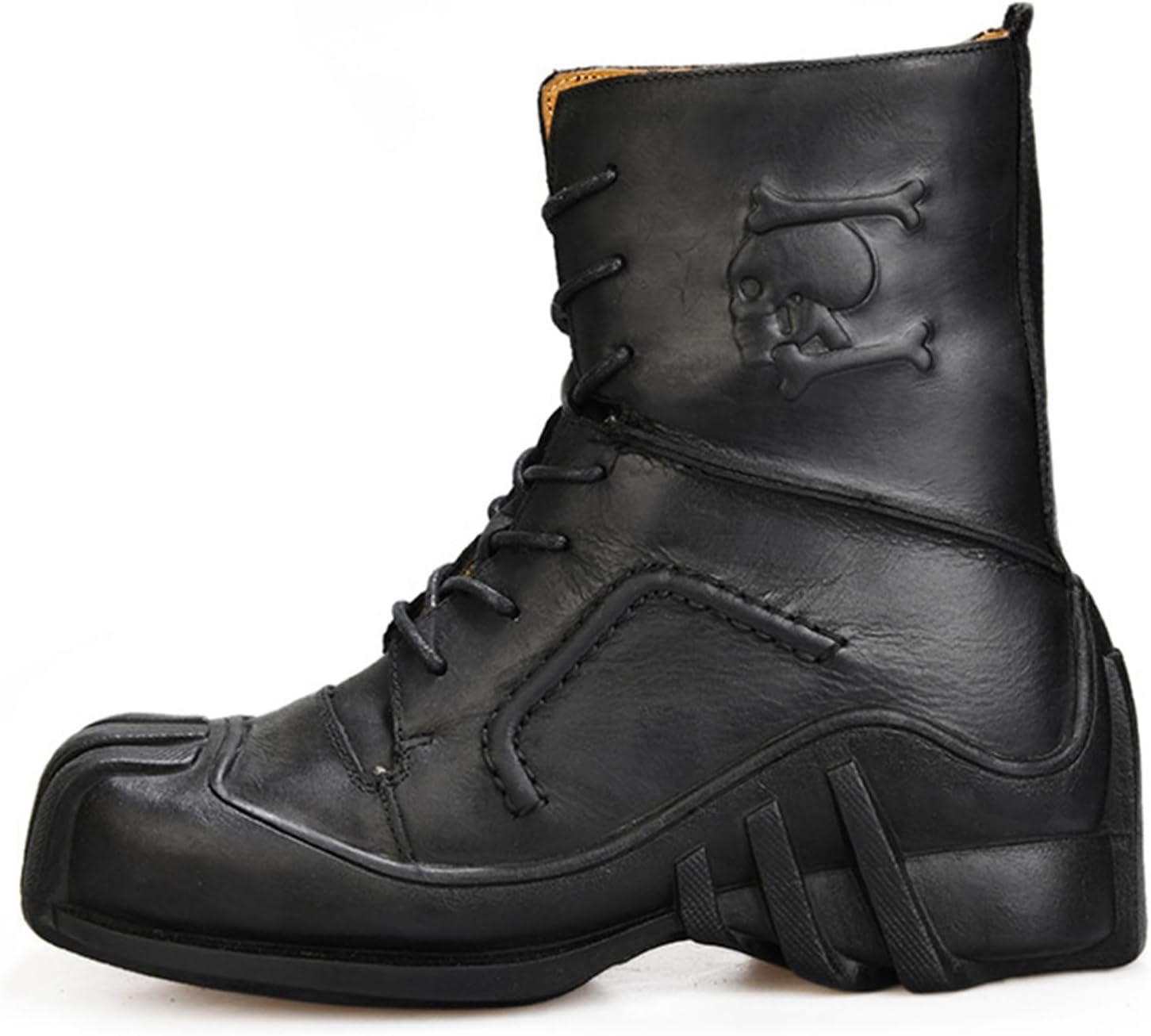 メンズ バイク用ブーツ 本革 ライダーブーツ 本革 冬春 軍靴 砂漠靴 ミドルカット レースアップ 防寒 ..