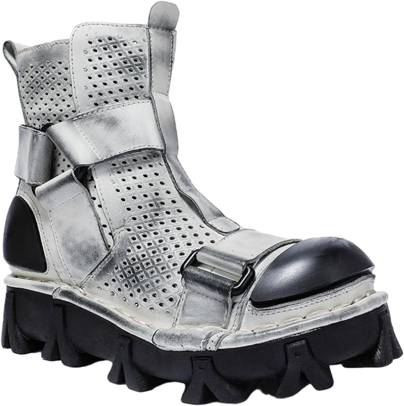 メンズ バイク用ブーツ 革靴 ライダーブーツ レーシングブーツ 冬秋 作業靴 厚底 ミドルカット 暖かい ..