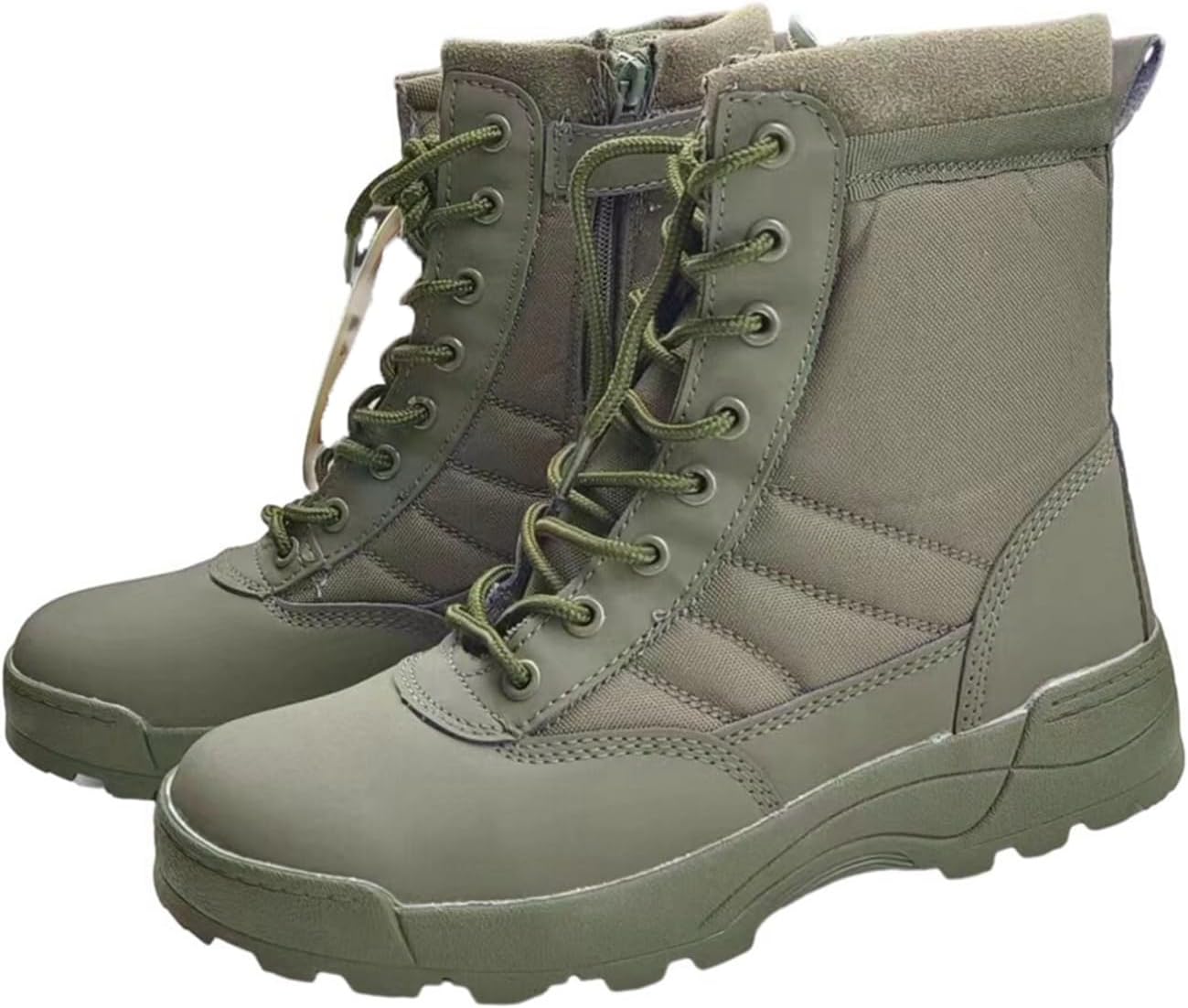 ミリタリーブーツ ハイキングシューズ サイドジップ コンバットブーツ キャンバス 滑り止め ハイカット..
