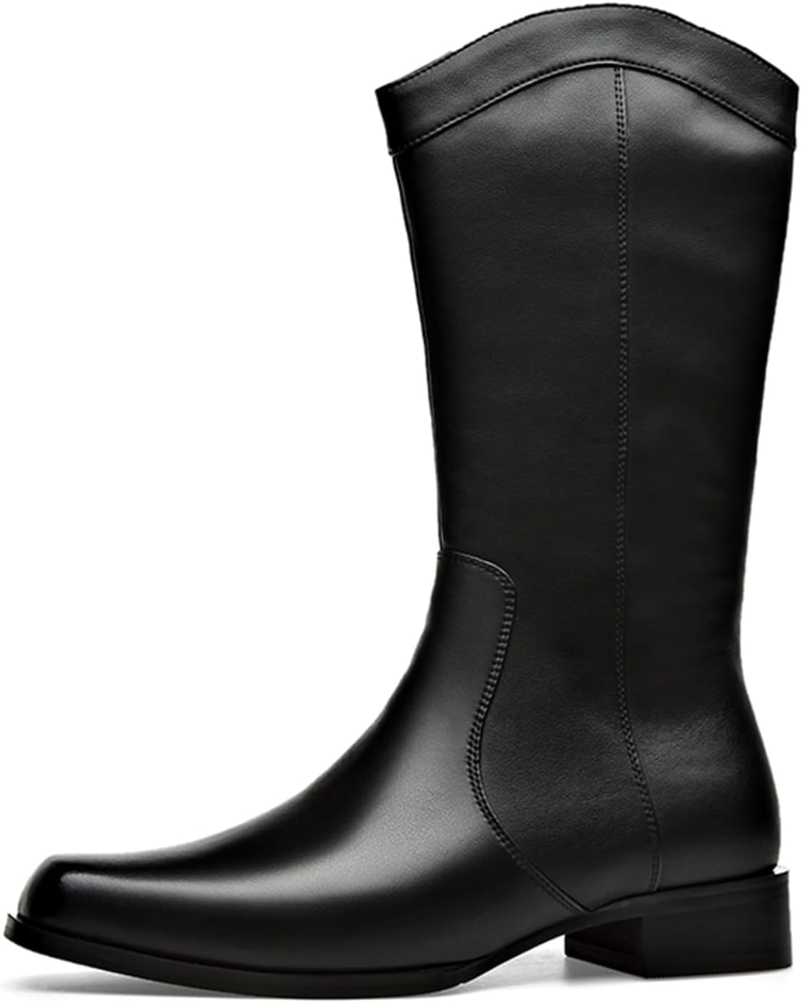 ジョッキーブーツ 高筒 レザー メンズブーツ 編み上げ バイカーブーツ 本革 サイドジップ 乗馬ブーツ レインブーツ スクエアトゥ 長靴 ロングブーツ 冬用 秋 ボア付き 撥水加工 防寒 幅広 お出か