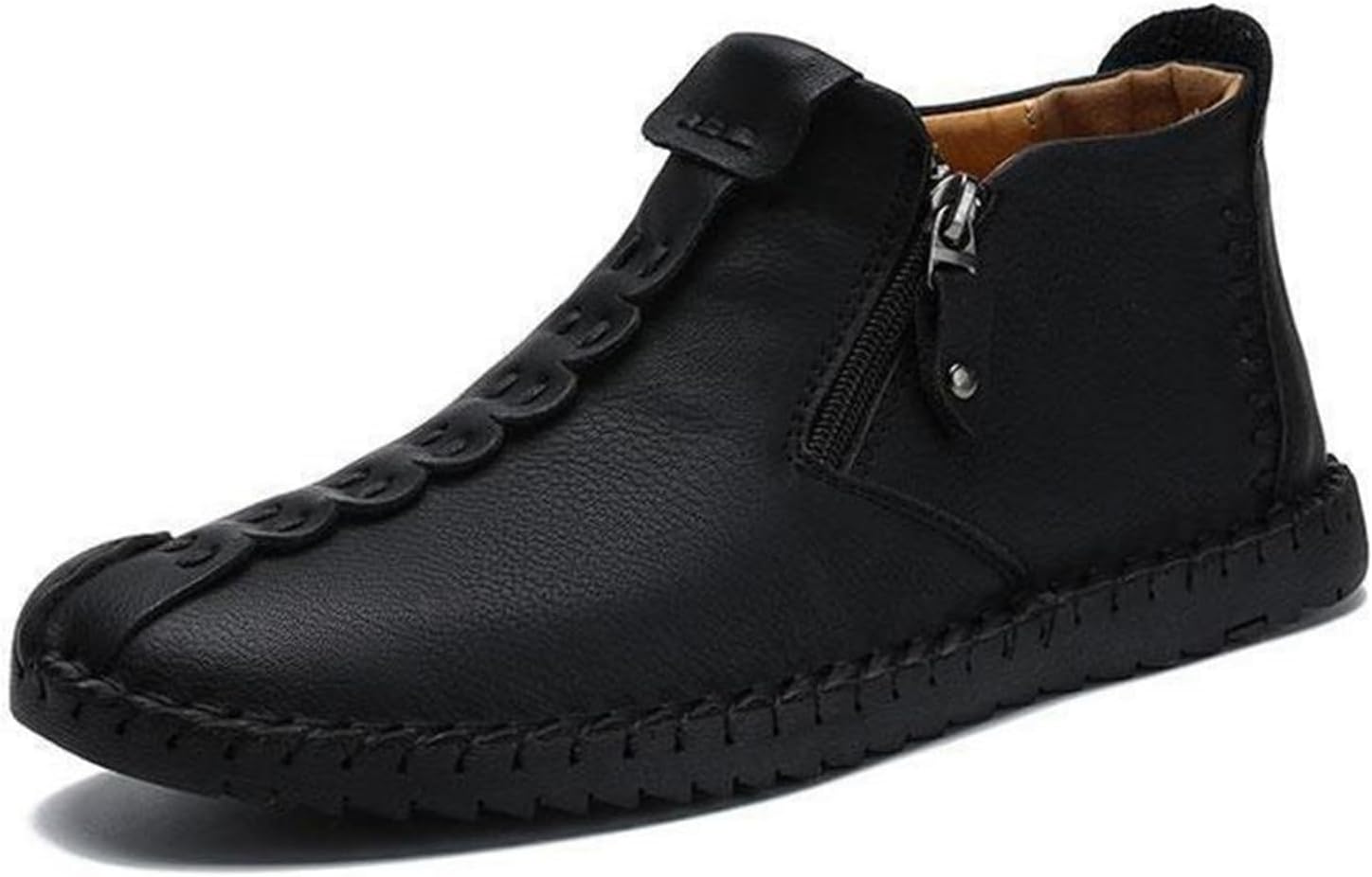 ブーツ メンズ ショート サイドジッパー ワークブーツ バイクブーツ 大きめ PUレザー オートバイ靴 冬用 秋 カジュアルシューズ 防水 履きやすい ヴィンテージ 通学 デイリー 通勤