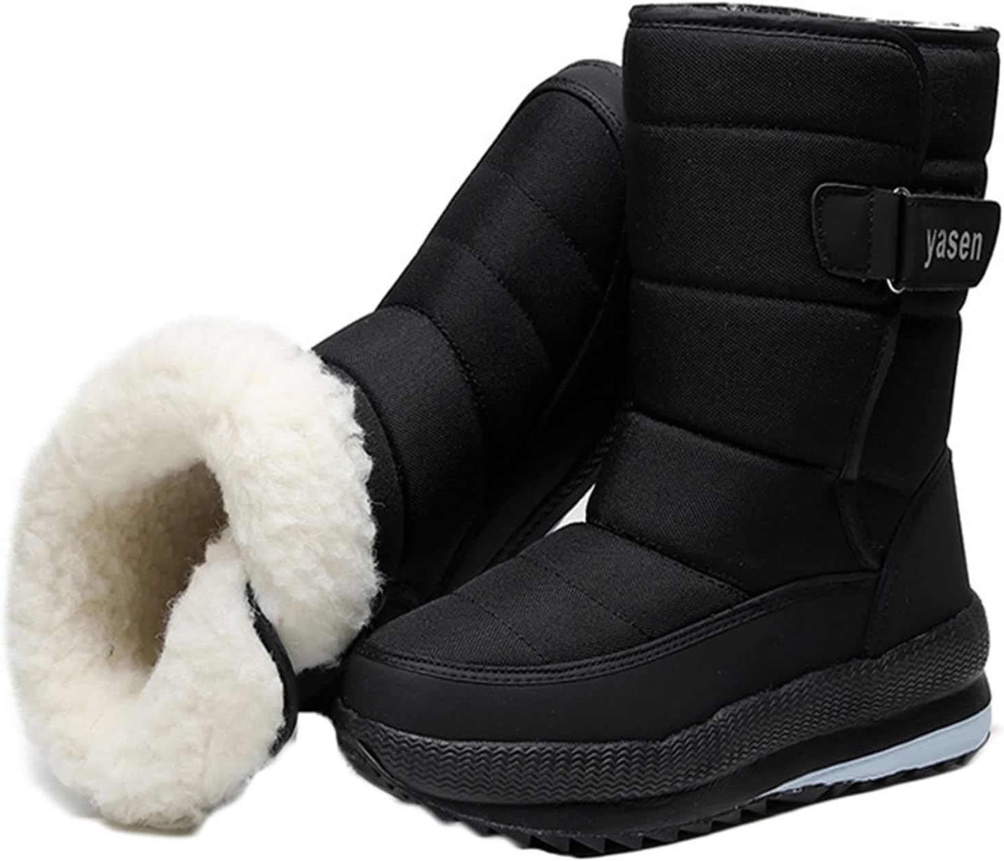 メンズ スノーブーツ トレッキングブーツ ミドルカット 冬用 裏ボア ベルクロ 快適 防寒対策 シンプル ..