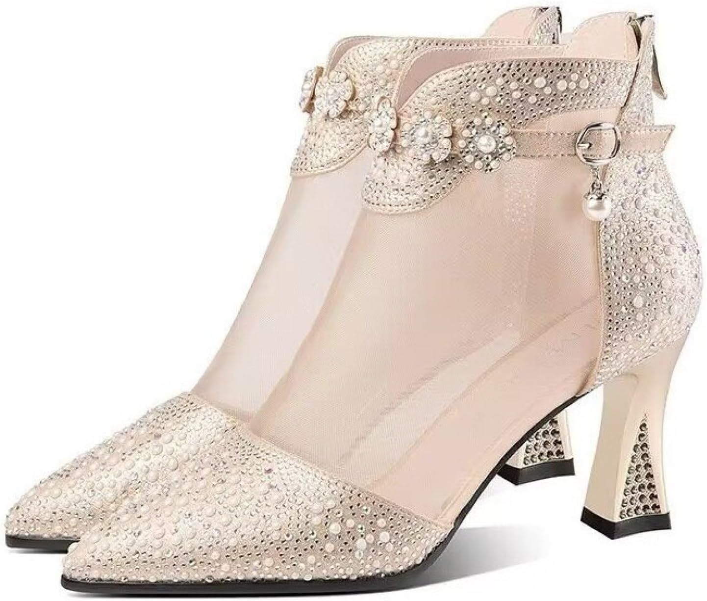 サマーブーツ サンダル ラインストーン キラキラ レディース メッシュ ハイヒール 6.5cm キャバ 春ブー..