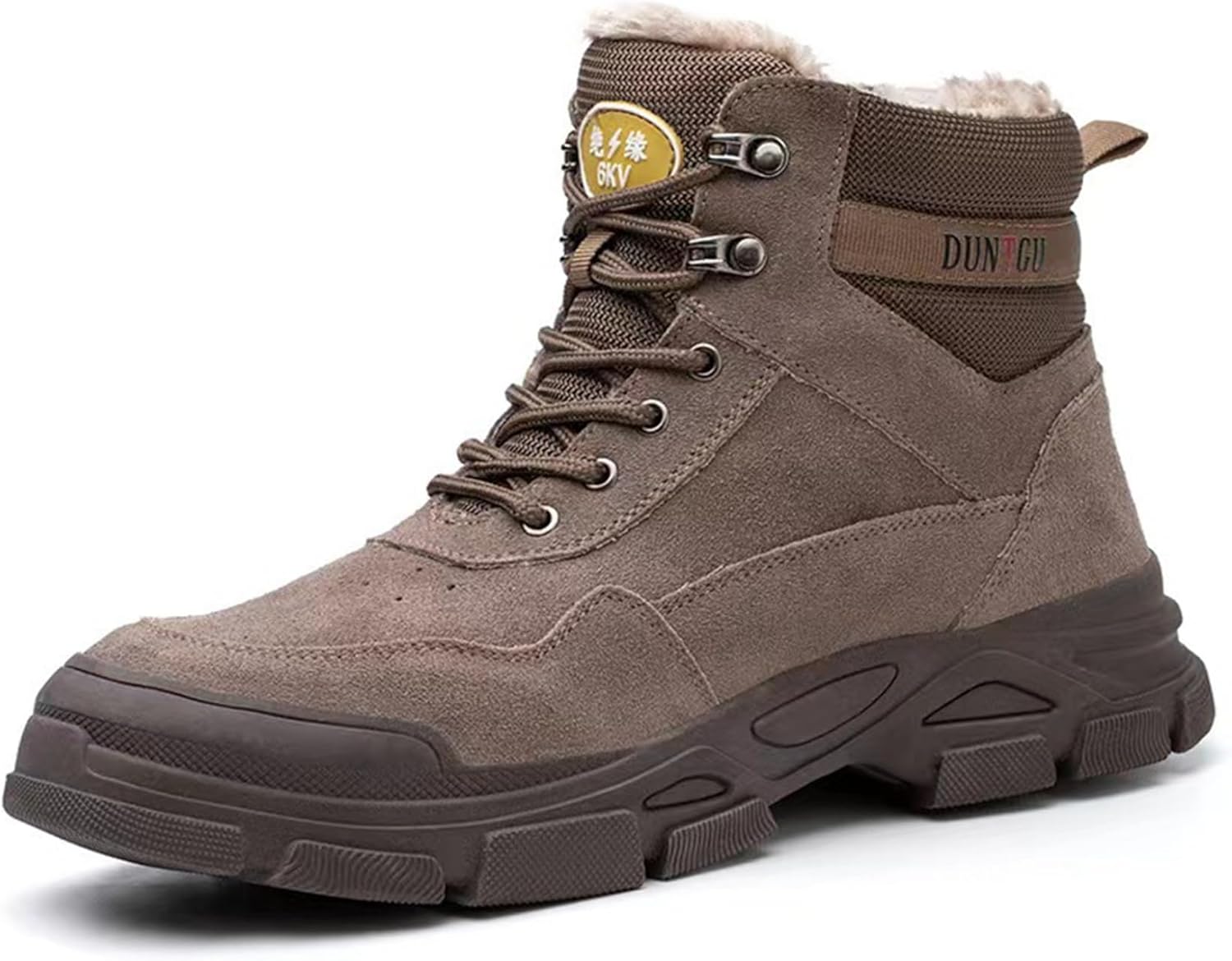 安全靴 セーフティブーツ 裏起毛 レースアップ メンズ 作業靴 PUレザー 滑りにくい 外付先芯 防刺し ハイカット 屋内作業 製造工場 屋外開発 安定感 柔軟性 痛くない 滑りにくい 耐摩耗 秋冬用